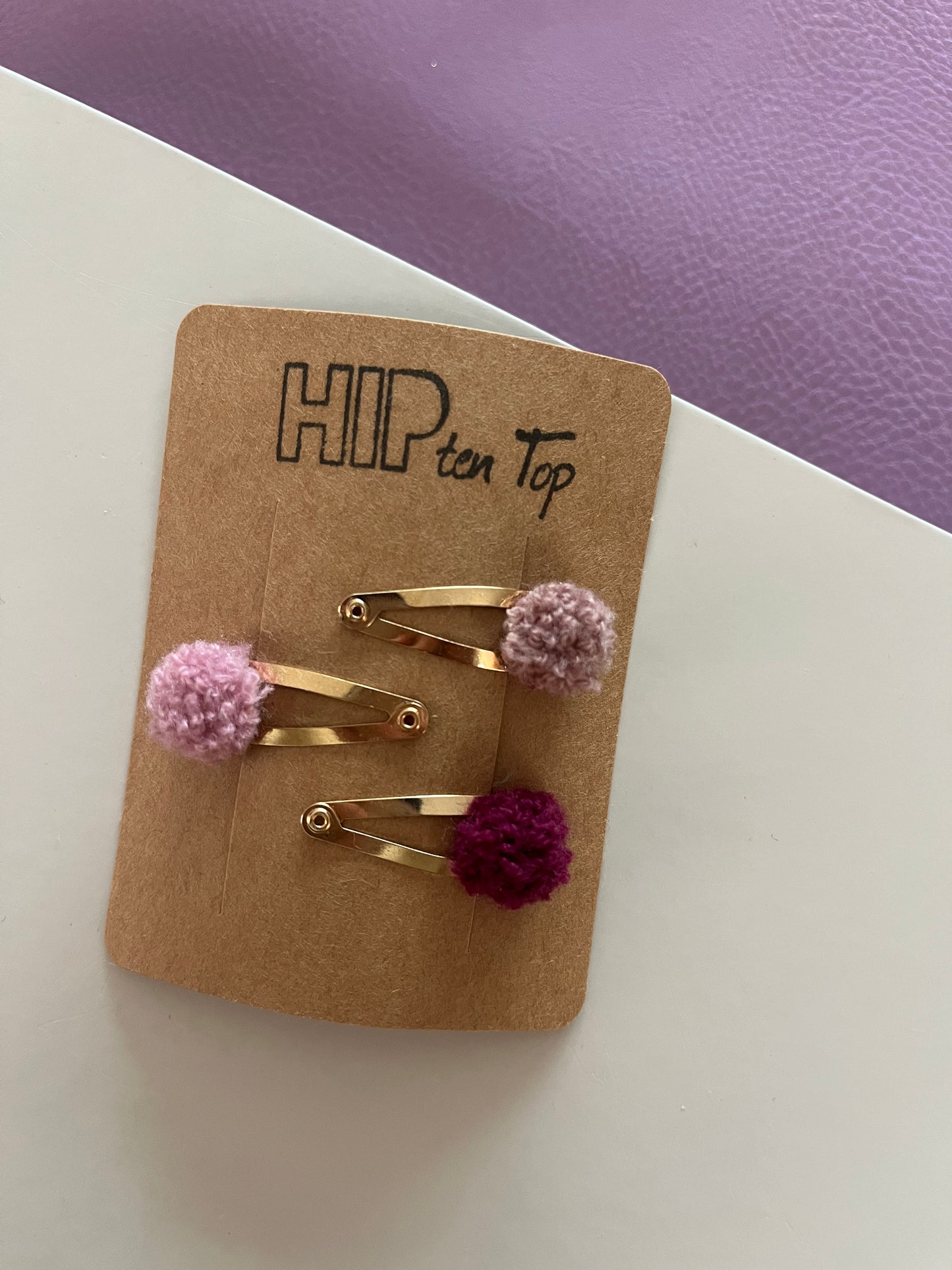 Pompons set goud berry&roze