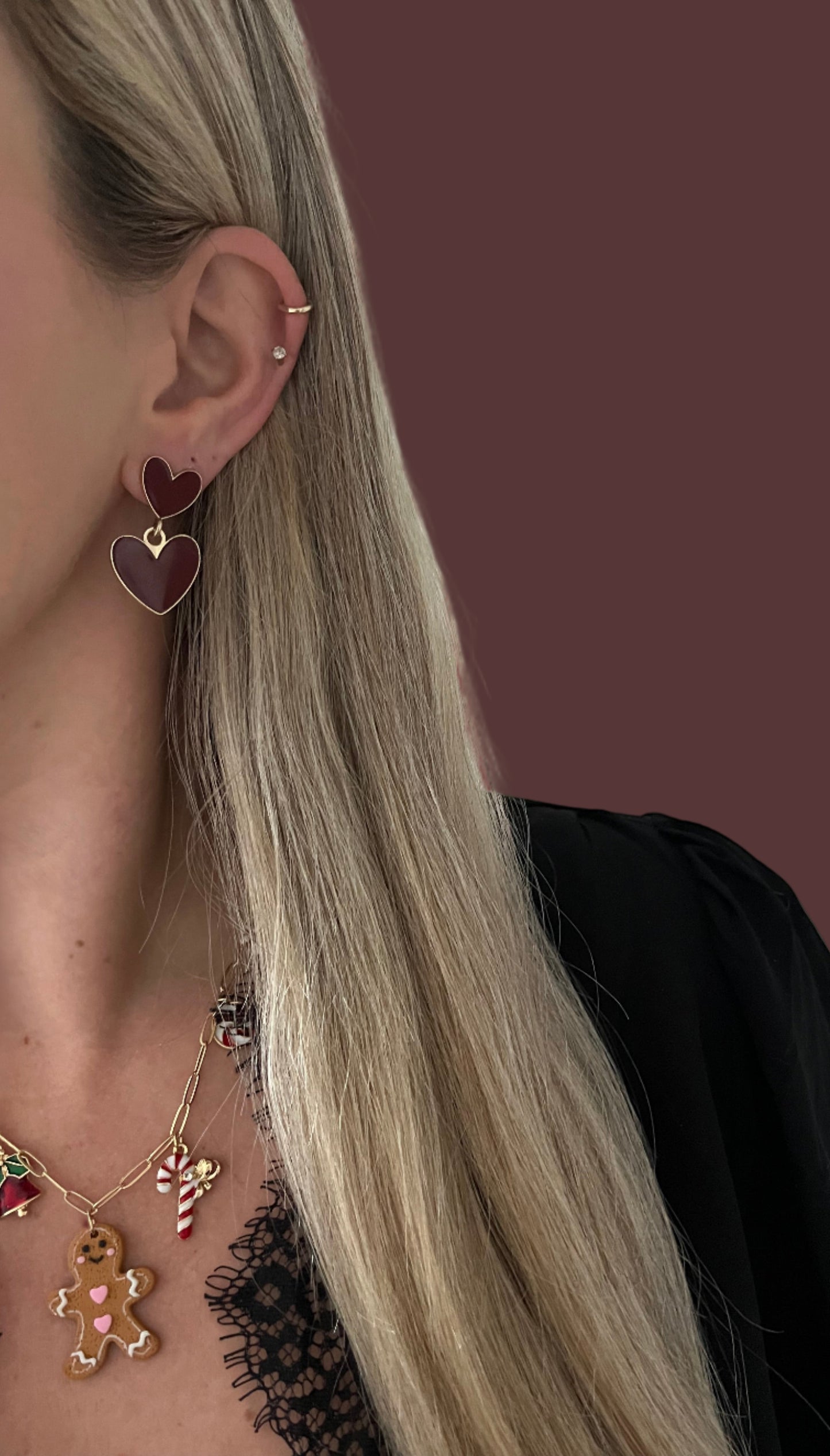 Dubbel hartjes oorbellen