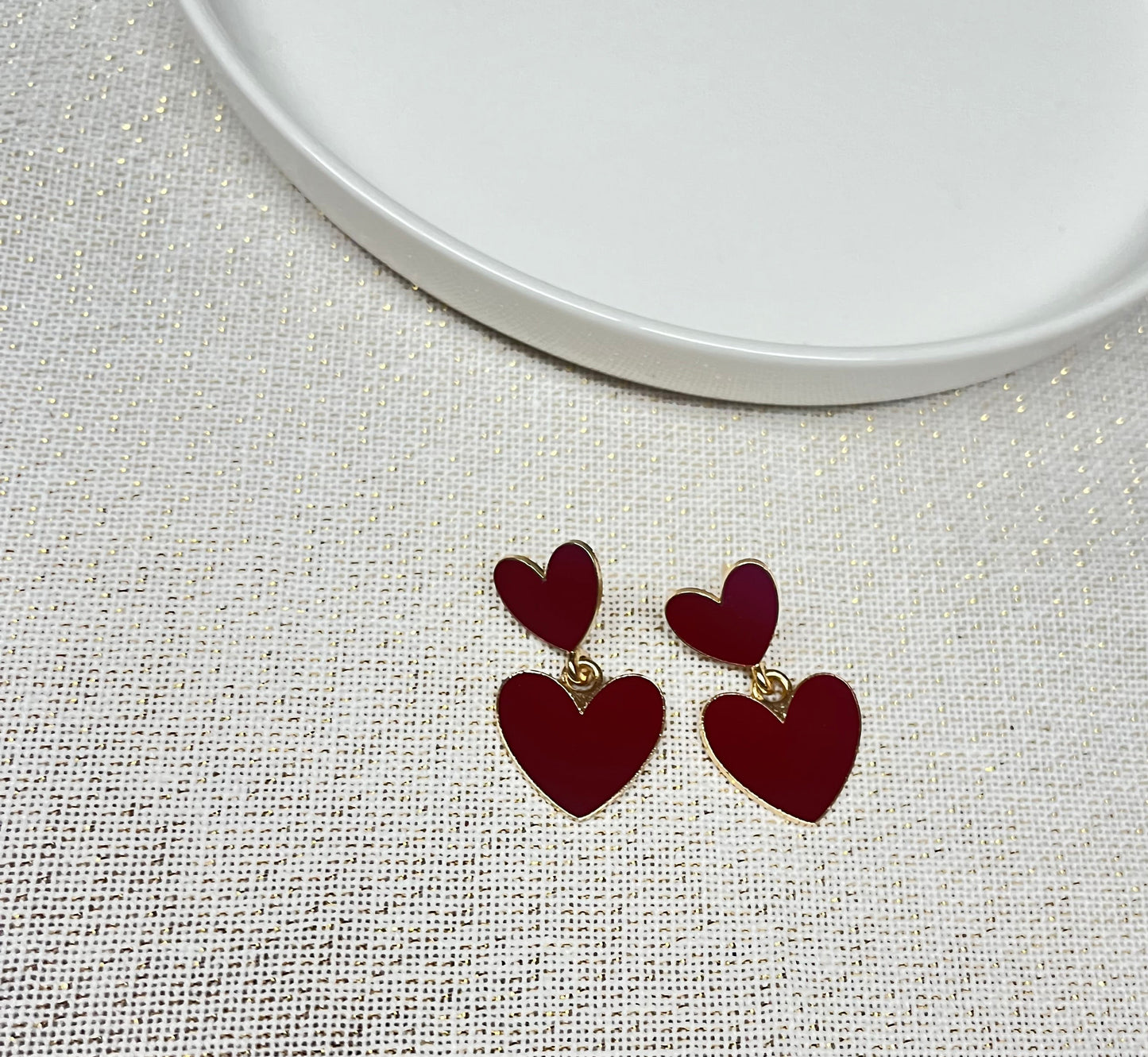 Dubbel hartjes oorbellen