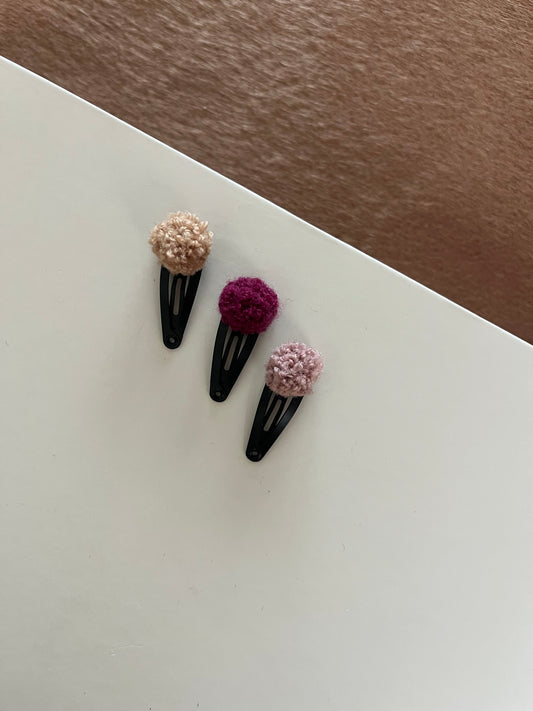 Pompons set zwart berry&roze