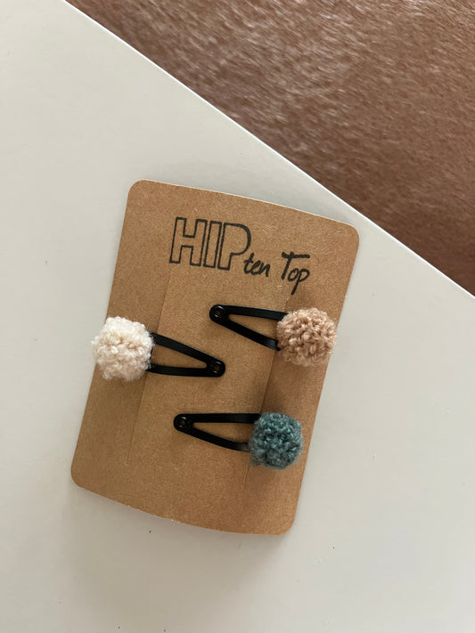 Pompons set zwart groen